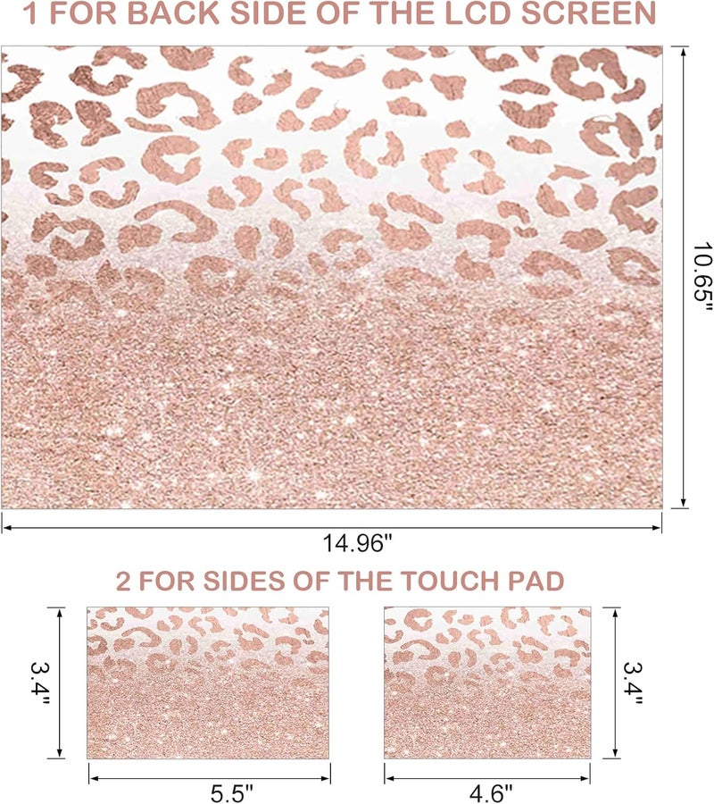 DINKY Laptop Skin Sticker Decal, 12" 13" 13.3" 14" 15" 15.4" 15.6 inch Laptop Universal Reusable Vinyl Skin Stickers Cover Art Decal Notebook PC Personalized Protector-Rose Pink Leopard Print - Image 2
